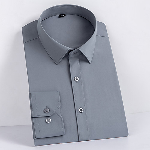 

Men's Shirt non-printing Solid Color Long Sleeve Work Tops Business Blushing Pink Gray White