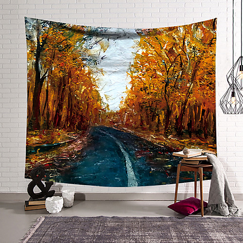 

Oil Painting Style Wall Tapestry Art Decor Blanket Curtain Hanging Home Bedroom Living Room Decoration Polyester Forest Landscape