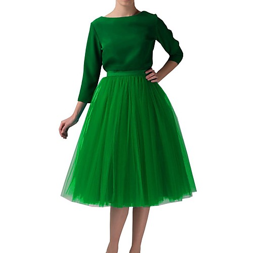 

Women's Stage Performance Active Capris Skirts Solid Colored Layered Tulle Purple Yellow Green