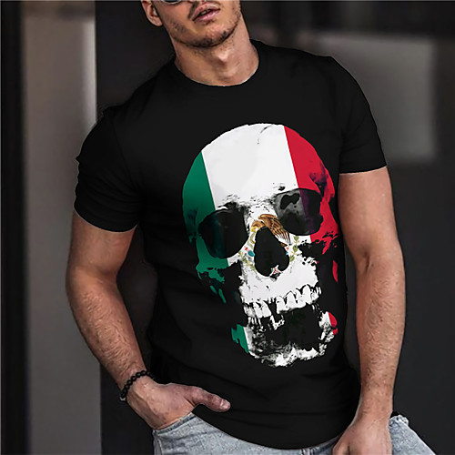 

Men's Unisex Tee T shirt Shirt Hot Stamping Graphic Prints Skull Print Short Sleeve Casual Tops Cotton Basic Designer Big and Tall Black