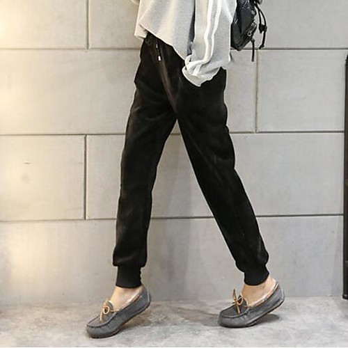 

Women's Streetwear Athleisure Comfort Daily Weekend Jogger Pants Plain Full Length Pocket Elastic Drawstring Design Gray Black
