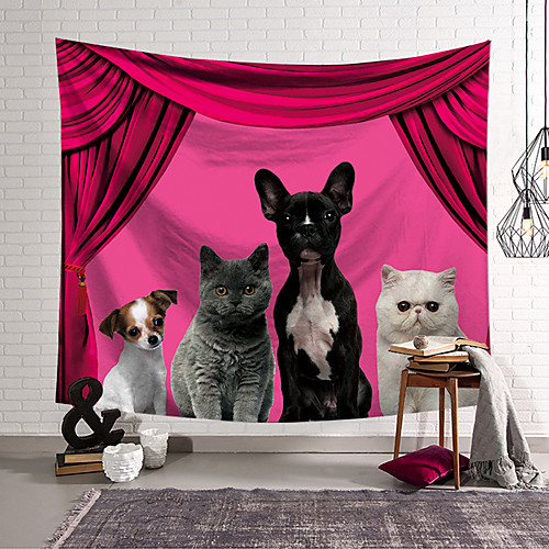 

Circus Curtain Wall Tapestry Art Decor Blanket Curtain Hanging Home Bedroom Living Room Decoration Polyester Cat Dog
