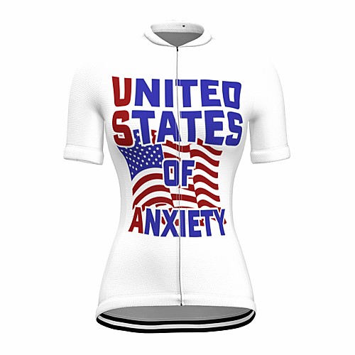 

21Grams Women's Short Sleeve Cycling Jersey Summer Spandex White American / USA Bike Top Mountain Bike MTB Road Bike Cycling Quick Dry Moisture Wicking Sports Clothing Apparel / Stretchy / Athleisure