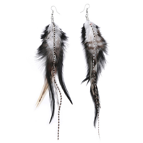 

Handmade Natural Feather Dangle Earrings Vintage Bohemian Multicolor Pheasant Feathers Earrings for Womens (js000058-6)