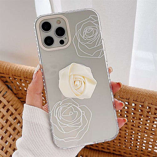 

Phone Case For Apple Back Cover iPhone 12 Pro Max 11 SE 2020 X XR XS Max 8 7 Shockproof Dustproof with Stand Transparent Flower TPU