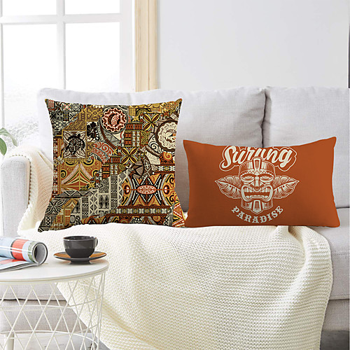 

African Tiki Double Side Cushion Cover 2PC Soft Decorative Square Throw Pillow Cover Cushion Case Pillowcase for Bedroom Livingroom Superior Quality Machine Washable Outdoor Cushion for Sofa Couch Bed Chair