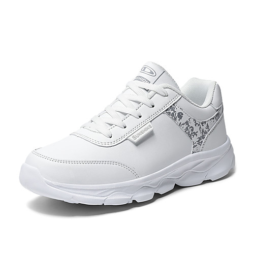 

Women's Trainers Athletic Shoes Flat Heel Round Toe Booties Ankle Boots Daily Home Leather Solid Colored Gray White Black