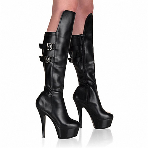 

Women's Boots Pumps Round Toe Closed Toe Crotch High Boots Daily Beach PU Solid Colored Black / Over The Knee Boots