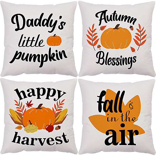 

Autumn Thanksgiving Double Side Cushion Cover 4PC Soft Decorative Square Throw Pillow Cover Cushion Case Pillowcase for Bedroom Livingroom Superior Quality Machine Washable Outdoor Indoor Cushion for Sofa Couch Bed Chair Pumpkin Harvest
