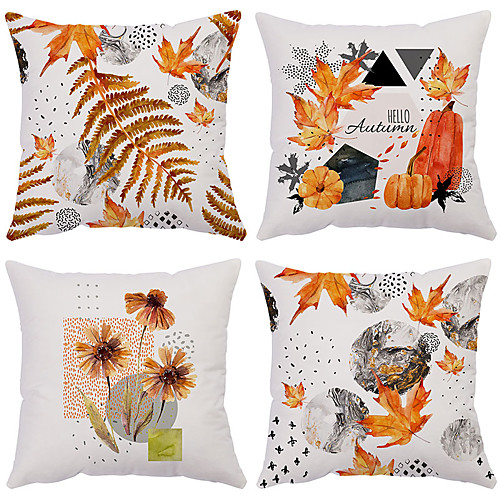 

Autumn Double Side Cushion Cover 4PC Soft Decorative Square Throw Pillow Cover Cushion Case Pillowcase for Bedroom Livingroom Superior Quality Machine Washable Outdoor Indoor Cushion for Sofa Couch Bed Chair Pumpkin Harvest