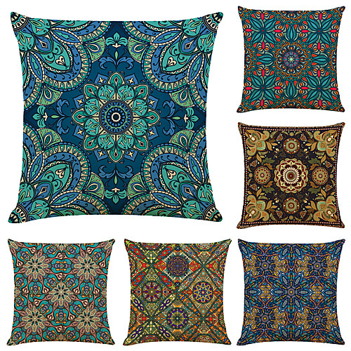 

Mandala Bohemian Double Side Cushion Cover 6PC Soft Decorative Square Throw Pillow Cover Cushion Case Pillowcase for Bedroom Livingroom Superior Quality Machine Washable Outdoor Indoor Cushion for Sofa Couch Bed Chair
