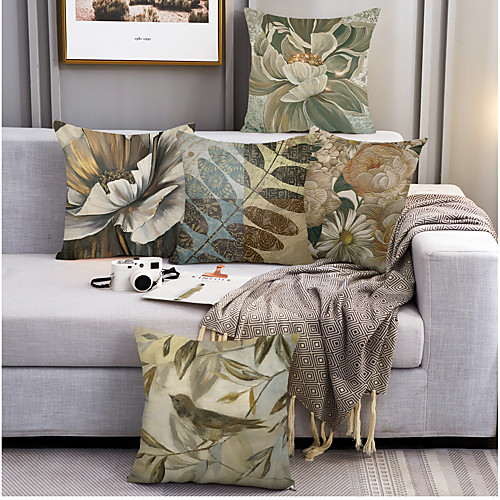 

Oil Painting Floral Double Side Cushion Cover 5PC Soft Decorative Square Throw Pillow Cover Cushion Case Pillowcase for Bedroom Livingroom Superior Quality Machine Washable Outdoor Indoor Cushion for Sofa Couch Bed Chair