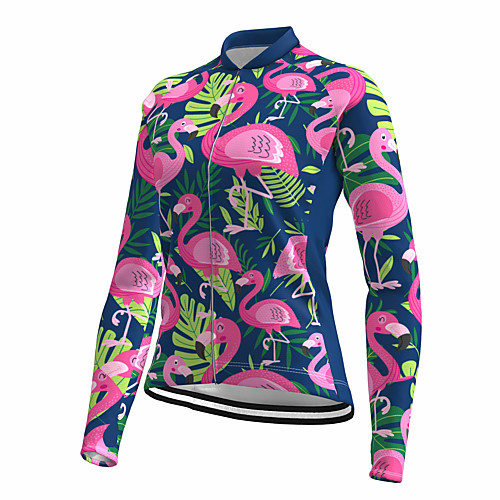 

21Grams Women's Long Sleeve Cycling Jersey Spandex Rose Red Flamingo Floral Botanical Bike Top Mountain Bike MTB Road Bike Cycling Quick Dry Moisture Wicking Sports Clothing Apparel / Stretchy