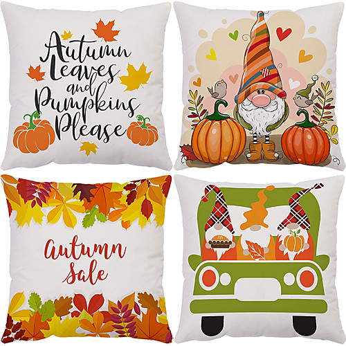 

Autumn Double Side Cushion Cover 4PC Soft Decorative Square Throw Pillow Cover Cushion Case Pillowcase for Bedroom Livingroom Superior Quality Machine Washable Outdoor Cushion for Sofa Couch Bed Chair Pumpkin Fall
