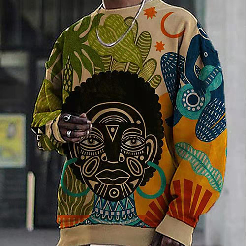 

Men's Sweatshirt Portrait Casual Daily Holiday Sportswear Casual Hoodies Sweatshirts Green