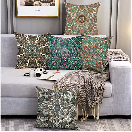 

Mandala Bohemian Double Side Cushion Cover 5PC Soft Decorative Square Throw Pillow Cover Cushion Case Pillowcase for Bedroom Livingroom Superior Quality Machine Washable Outdoor Indoor Cushion for Sofa Couch Bed Chair