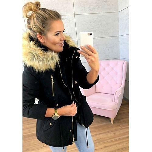 

Women's Padded Street Fall Winter Long Coat Regular Fit Casual Jacket Long Sleeve Solid Colored Zipper Blue Blushing Pink / Spring / Lined