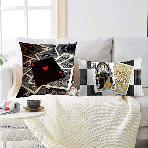 

Poker Card Double Side Cushion Cover 2PC Soft Decorative Square Throw Pillow Cover Cushion Case Pillowcase for Bedroom Livingroom Superior Quality Machine Washable Outdoor Indoor Cushion for Sofa Couch Bed Chair