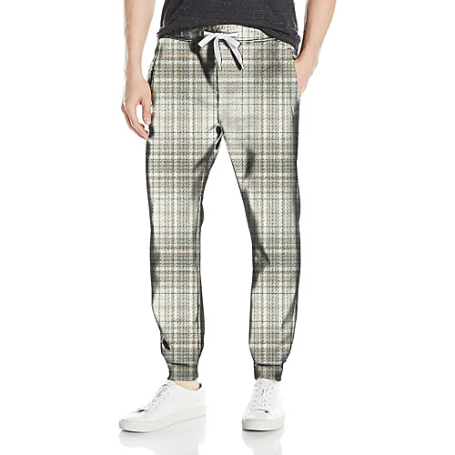 

Men's Stylish Casual Outdoor Sports Casual Daily Pants Sweatpants Pants Plaid Checkered Full Length Drawstring Print Yellow grid