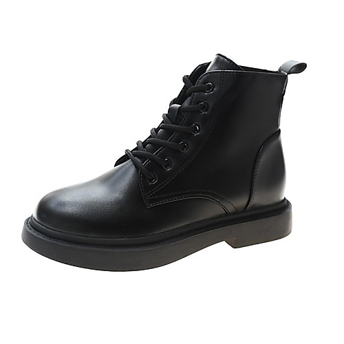 

Women's Boots Flat Heel Round Toe Booties Ankle Boots Daily Work Leather Solid Colored Black