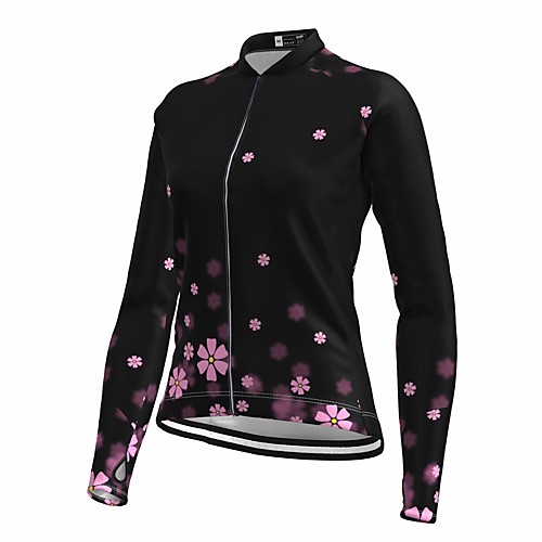 

21Grams Women's Long Sleeve Cycling Jersey Spandex Black Floral Botanical Bike Top Mountain Bike MTB Road Bike Cycling Quick Dry Moisture Wicking Sports Clothing Apparel / Stretchy / Athleisure