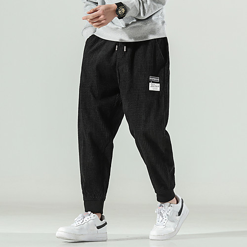 

Men's Chic & Modern Casual Daily Chinos Pants Solid Color Ankle-Length Embroidered Blue Grey Black