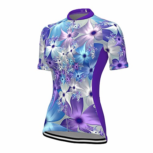 

21Grams Women's Short Sleeve Cycling Jersey Summer Spandex Purple Floral Botanical Bike Top Mountain Bike MTB Road Bike Cycling Quick Dry Moisture Wicking Sports Clothing Apparel / Stretchy