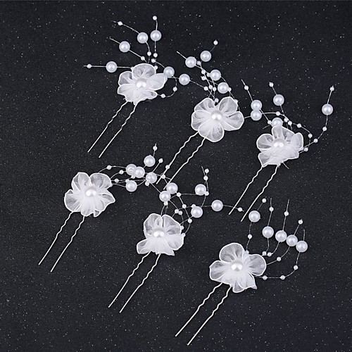 

Romantic Cute Alloy Flowers / Headdress / Headpiece with Imitation Pearl / Flower / Crystals / Rhinestones 1pack / 6pcs Wedding / Special Occasion Headpiece