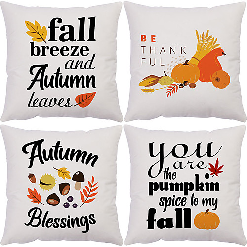 

Autumn Double Side Cushion Cover 4PC Soft Decorative Square Throw Pillow Cover Cushion Case Pillowcase for Bedroom Livingroom Superior Quality Machine Washable Outdoor Indoor Cushion for Sofa Couch Bed Chair Pumpkin Harvest