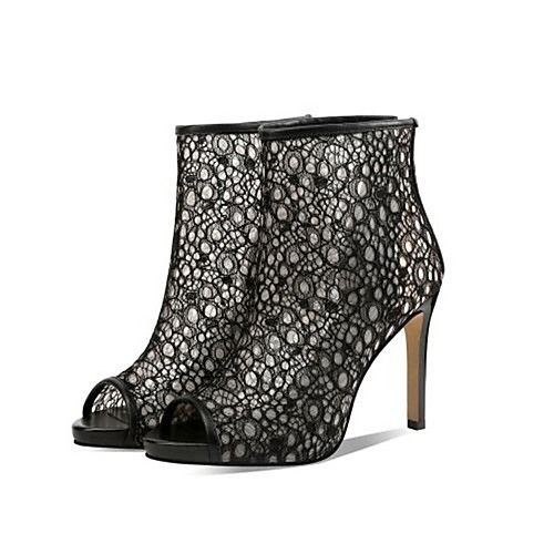 

Women's Boots High Heel Open Toe Booties Ankle Boots Daily Work Mesh Solid Colored White Black