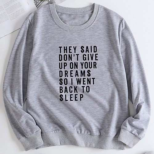 

Women's Pullover Sweatshirt Letter Print Casual Hot Stamping Casual Hoodies Sweatshirts Yellow Light Grey White