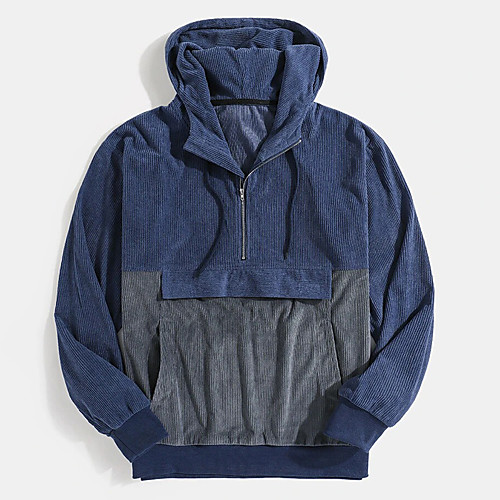 

Men's Hoodie Color Block Casual Daily Holiday Sportswear Casual Hoodies Sweatshirts Blue