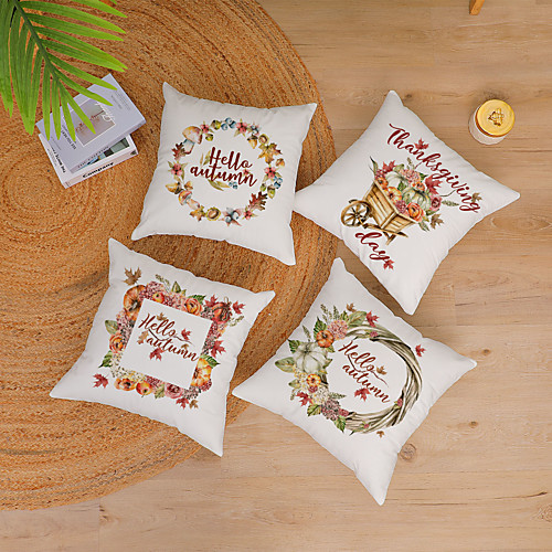 

Autumn Double Side Cushion Cover 5PC Soft Decorative Square Throw Pillow Cover Cushion Case Pillowcase for Bedroom Livingroom Superior Quality Machine Washable Outdoor Indoor Cushion for Sofa Couch Bed Chair Pumpkin Harvest