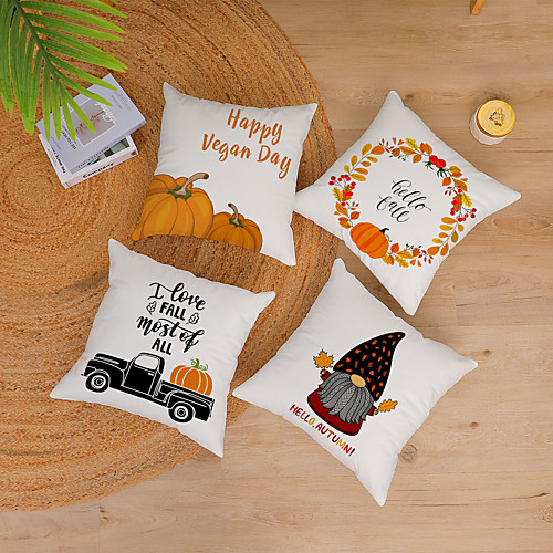 

Autumn Thanksgiving Double Side Cushion Cover 4PC Soft Decorative Square Throw Pillow Cover Cushion Case Pillowcase for Bedroom Livingroom Superior Quality Machine Washable Outdoor Indoor Cushion for Sofa Couch Bed Chair Pumpkin Harvest