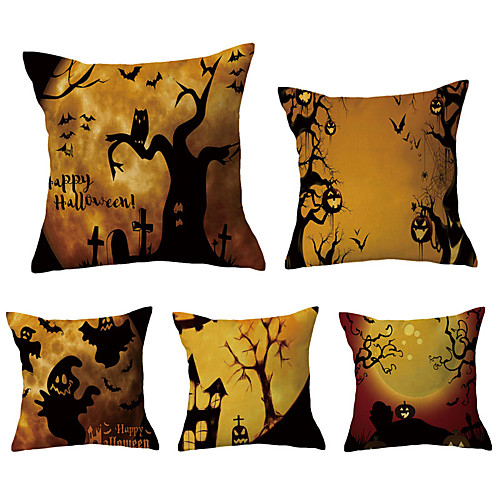 

Happy Halloween Double Side Cushion Cover 5PC Soft Decorative Square Throw Pillow Cover Cushion Case Pillowcase for Bedroom Livingroom Superior Quality Machine Washable Outdoor Indoor Cushion for Sofa Couch Bed Chair