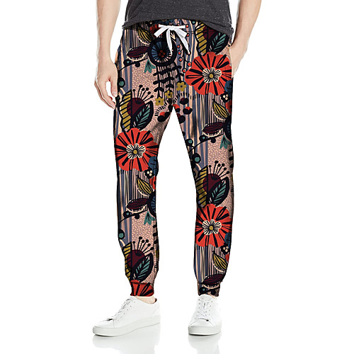 

Men's Stylish Casual Outdoor Sports Casual Daily Pants Sweatpants Pants Flower / Floral Full Length Drawstring Print Blushing Pink