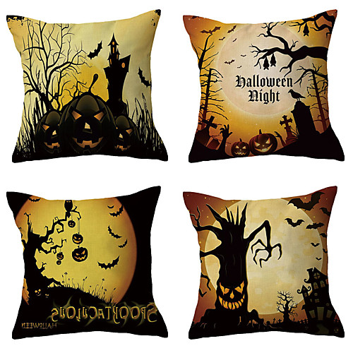 

Happy Halloween Double Side Cushion Cover 4PC Soft Decorative Square Throw Pillow Cover Cushion Case Pillowcase for Bedroom Livingroom Superior Quality Machine Washable Outdoor Indoor Cushion for Sofa Couch Bed Chair