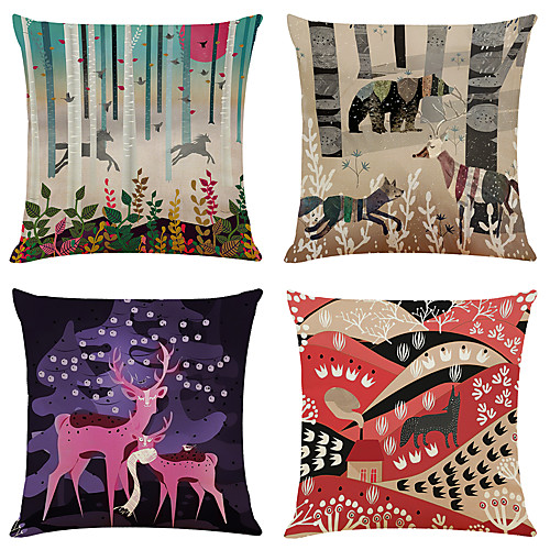 

Art Animal Double Side Cushion Cover 4PC Soft Decorative Square Throw Pillow Cover Cushion Case Pillowcase for Bedroom Livingroom Superior Quality Machine Washable Outdoor Indoor Cushion for Sofa Couch Bed Chair