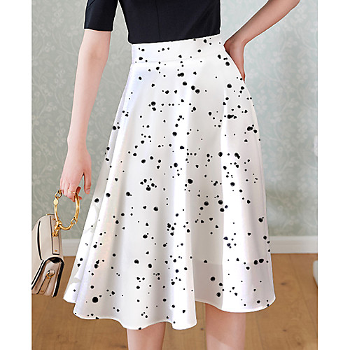 

Women's Party Evening Festival Elegant Vintage Capris Skirts Polka Dot Ruffle Print Blue White