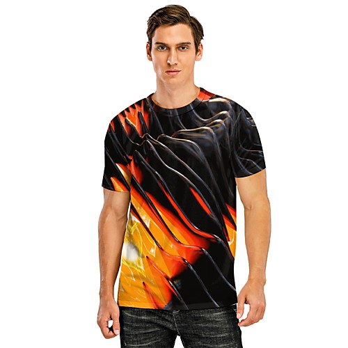

Men's Tee T shirt Shirt 3D Print Graphic Waves Geometry 3D Print Short Sleeve Casual Tops Lightweight Fashion Designer Comfortable Black