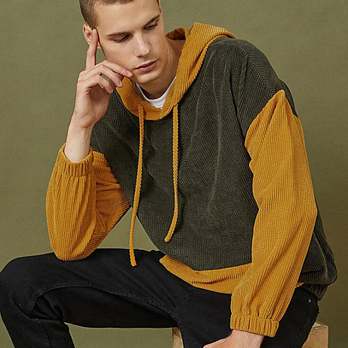 

Men's Hoodie Color Block Casual Daily Holiday Sportswear Casual Hoodies Sweatshirts Blue Wine Army Green