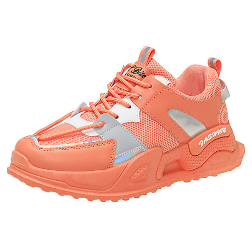 

Women's Trainers Athletic Shoes Flat Heel Round Toe Booties Ankle Boots Daily Work Leather Mesh Solid Colored Pink Green Orange