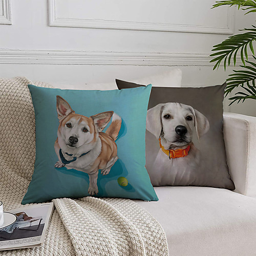 

Animal Double Side Cushion Cover 2PC Soft Decorative Square Throw Pillow Cover Cushion Case Pillowcase for Bedroom Livingroom Superior Quality Machine Washable Outdoor Indoor Cushion for Sofa Couch Bed Chair Dog
