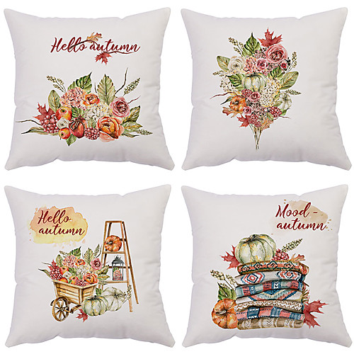 

Autumn Double Side Cushion Cover 4PC Soft Decorative Square Throw Pillow Cover Cushion Case Pillowcase for Bedroom Livingroom Superior Quality Machine Washable Outdoor Indoor Cushion for Sofa Couch Bed Chair Pumpkin Harvest