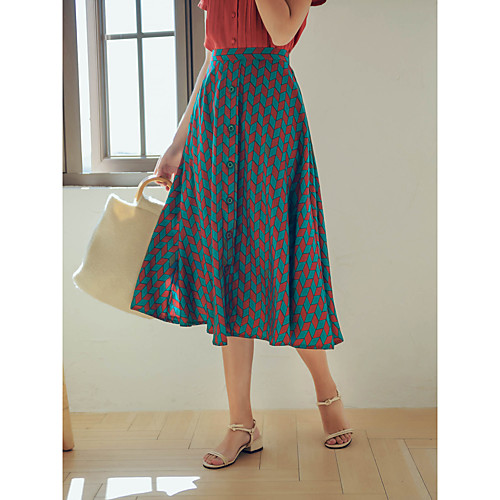 

Women's Holiday Weekend Basic Streetwear Skirts Geometric Print Blue