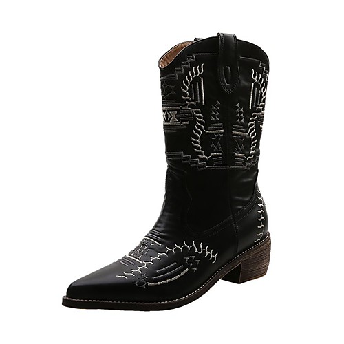 

Women's Boots Flat Heel Round Toe PU Solid Colored Black Beige