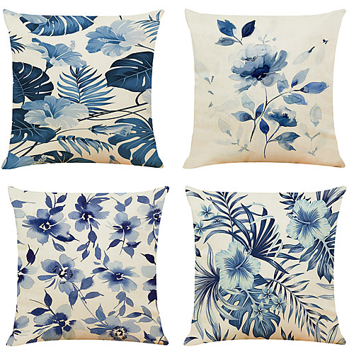 

Floral Double Side Cushion Cover 4PC Soft Decorative Square Throw Pillow Cover Cushion Case Pillowcase for Bedroom Livingroom Superior Quality Machine Washable Outdoor Indoor Cushion for Sofa Couch Bed Chair