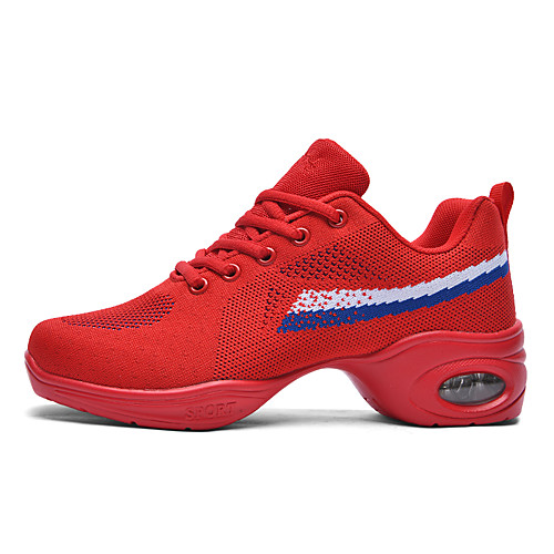

Women's Dance Sneakers Sneaker Thick Heel Round Toe Red Dark Red Black Lace-up Adults' / Performance / Practice