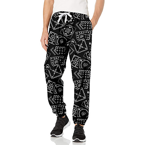

Men's Fashion Athleisure Outdoor Sports Casual Daily Pants Sweatpants Pants Graphic Tie Dye Full Length Drawstring Print Black / White