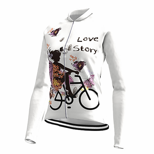 

21Grams Women's Long Sleeve Cycling Jersey Spandex White Butterfly Floral Botanical Bike Top Mountain Bike MTB Road Bike Cycling Quick Dry Moisture Wicking Sports Clothing Apparel / Stretchy